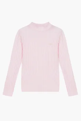 Lili Gaufrette Mock Neck Girls Shirt - Pink