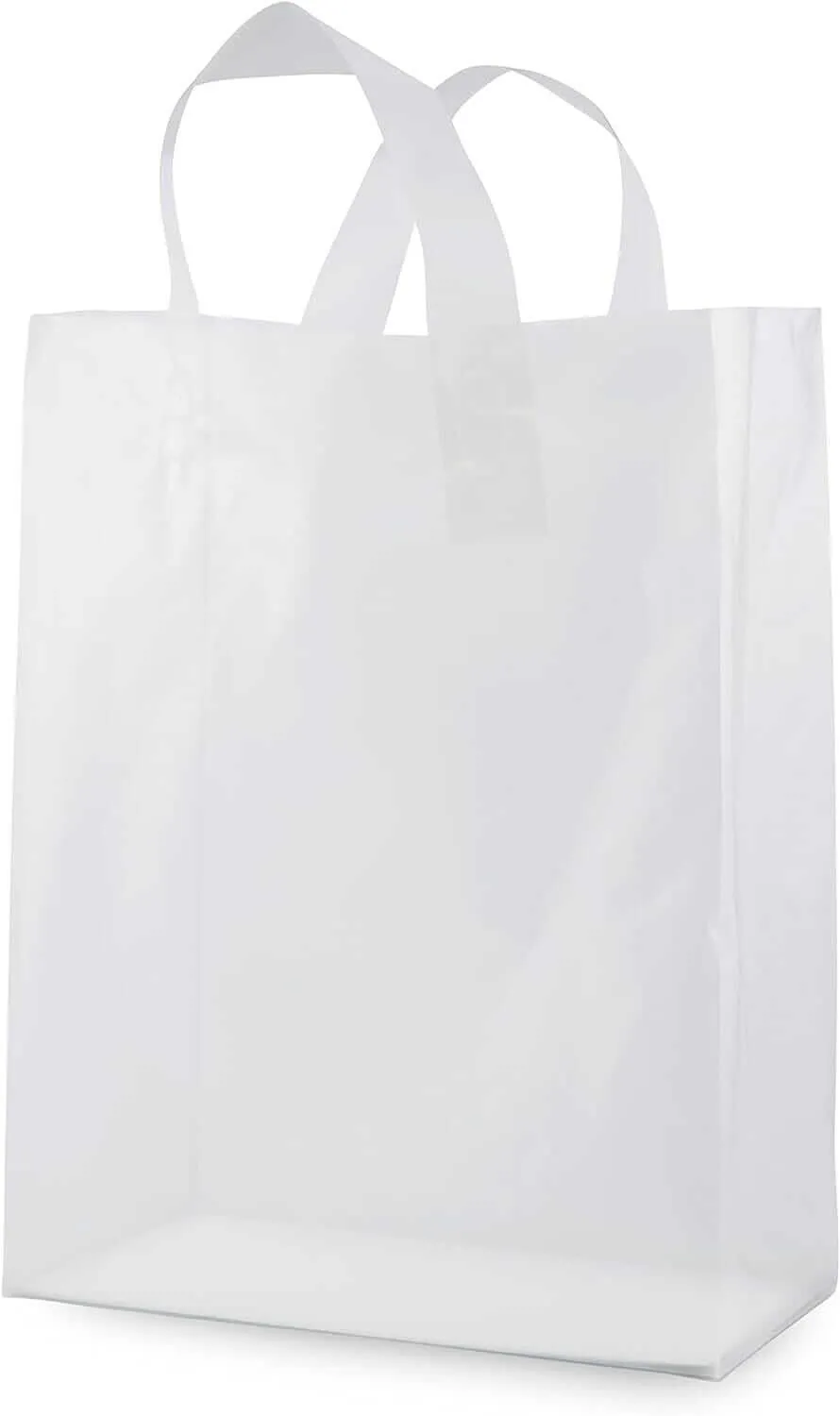 10x5x13 Medium Frosted White Plastic Bags with Handles