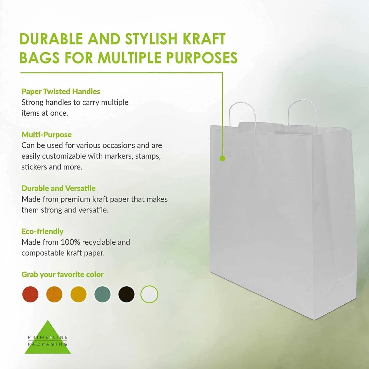 18x7x18.75 Extra Large White Paper Bags with Handles