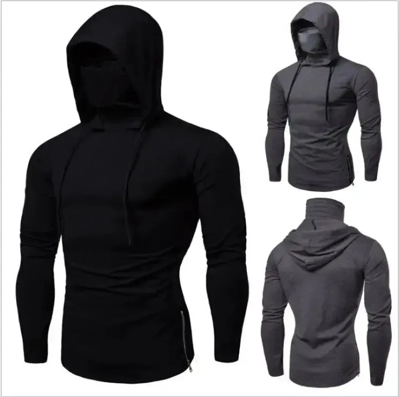 2023 Men Solid Color Hoodies Autumn Leisure Fitness Sweatshirt Men's Thin Sweater Hooded Long-Sleeved Hoodie M-5XL