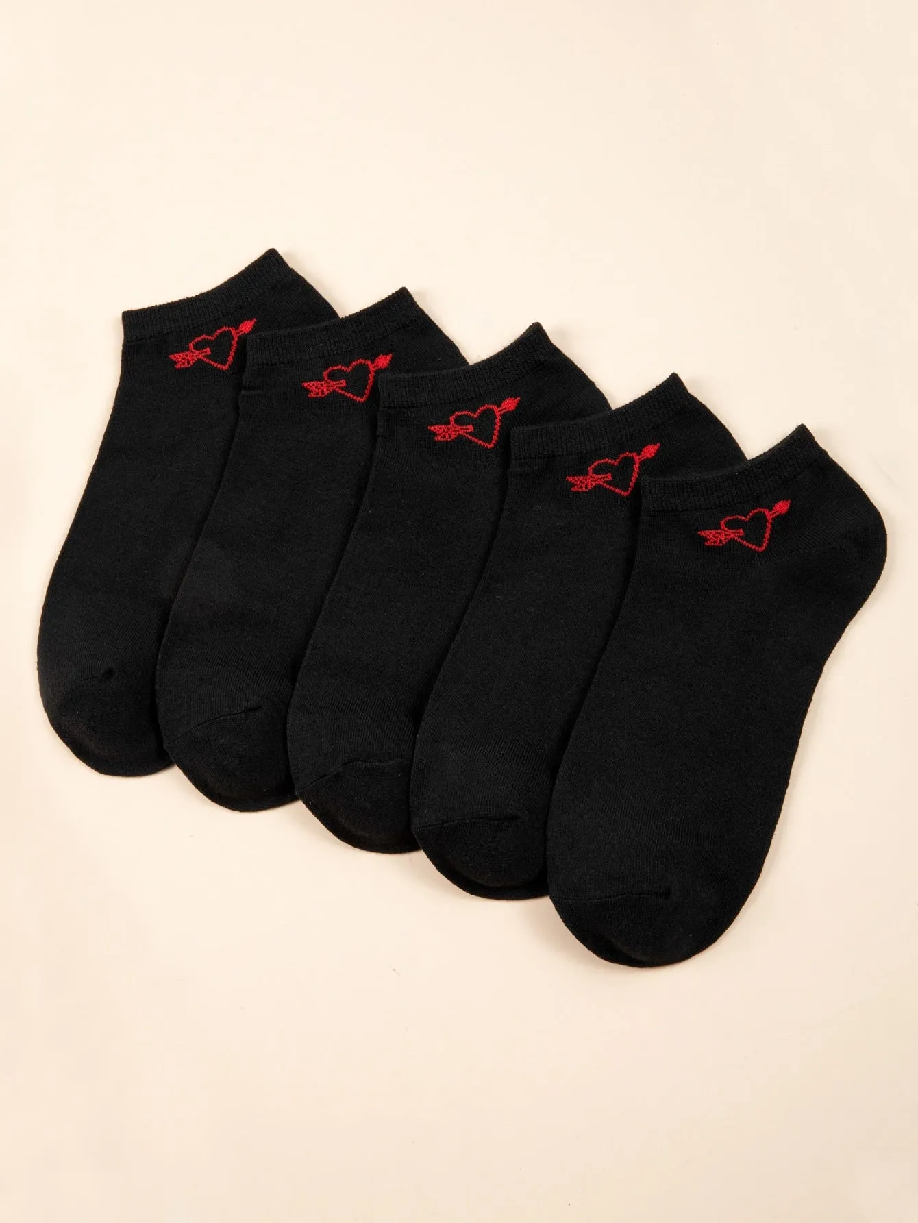 5pairs Heart & Arrow Ankle Socks Silly Socks for Women Funky Socks Funny Socks