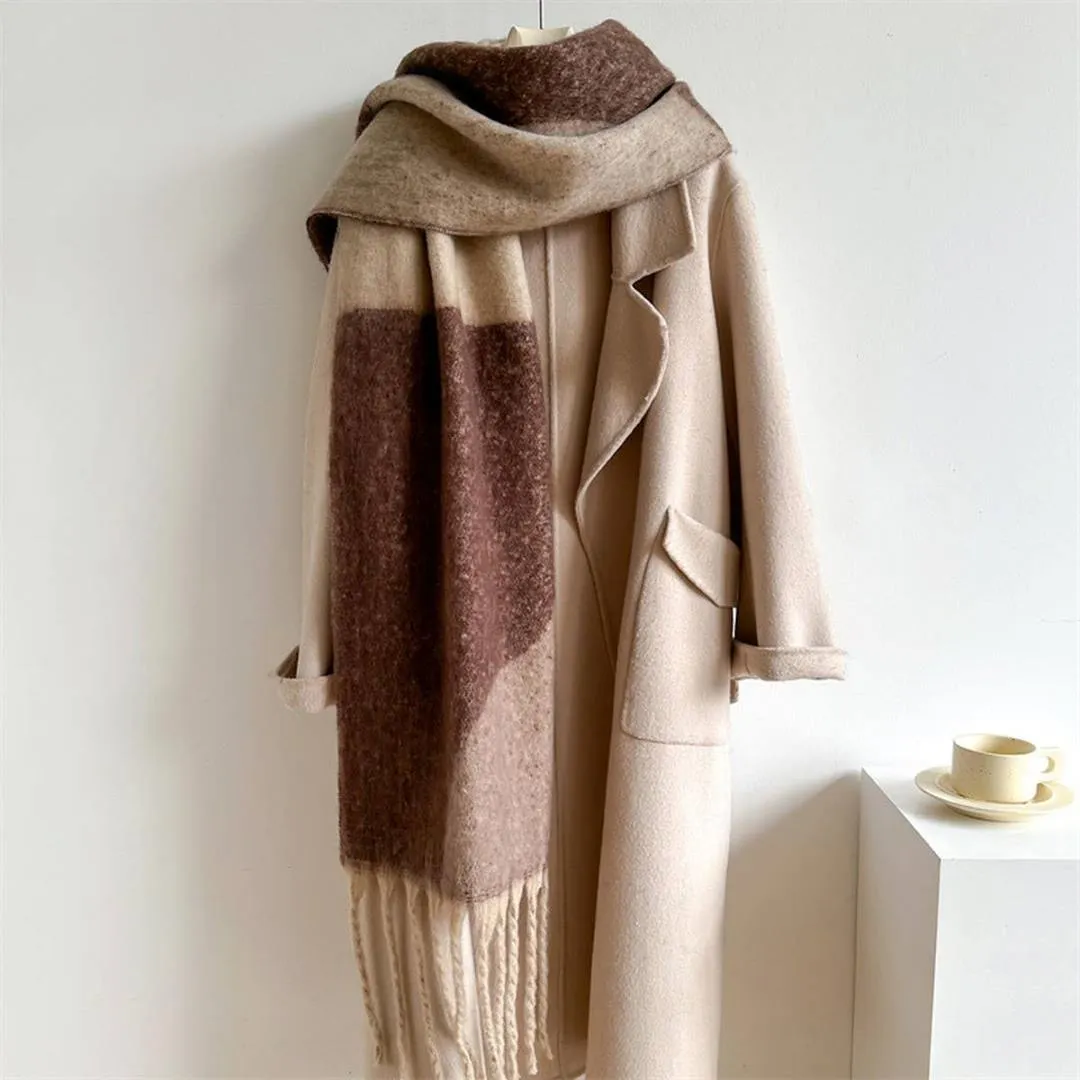 Accity | Geometric Colorblock Scarf: Coffee