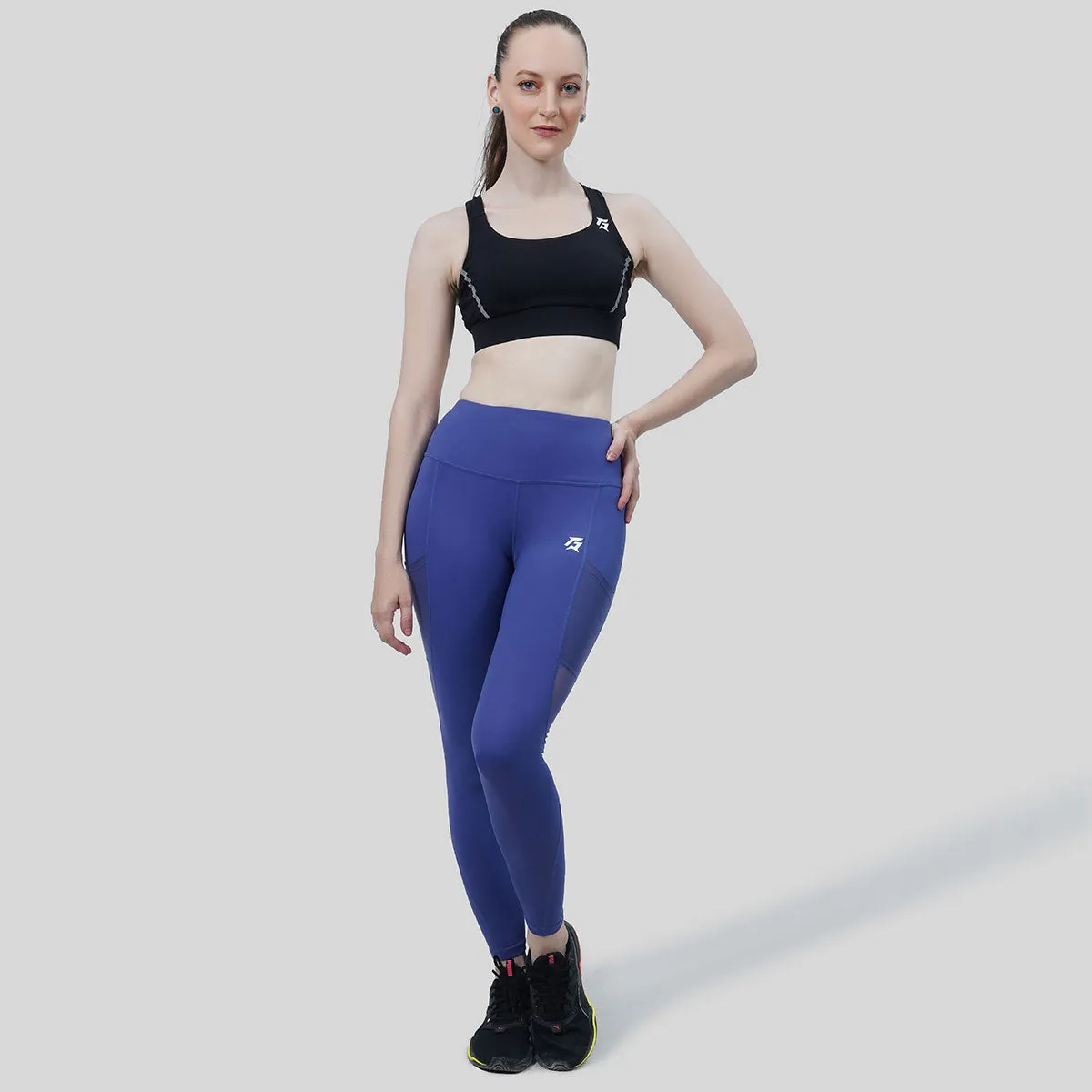 Angles Side Mesh Leggings (Blue)