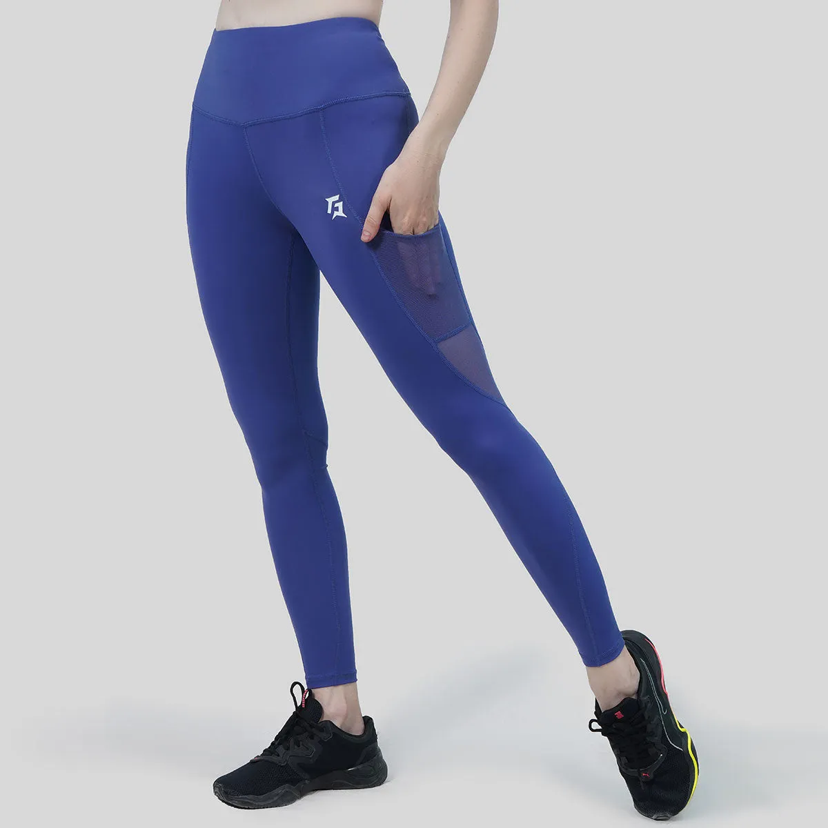 Angles Side Mesh Leggings (Blue)