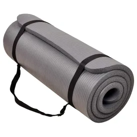 BalanceFrom GoCloud 1" Thick Exercise Yoga Mat w/ Carrying Strap, Gray (Used)