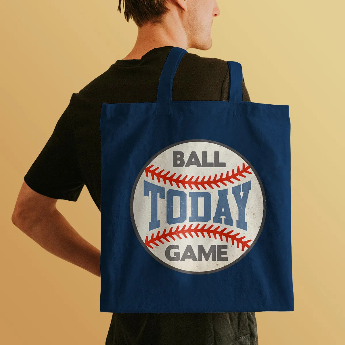 Ball Game Today Large Cotton Canvas Tote Bag Grocery Totes