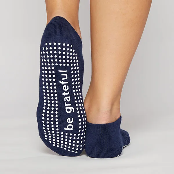 Be Grateful Grip Socks (Navy/White)