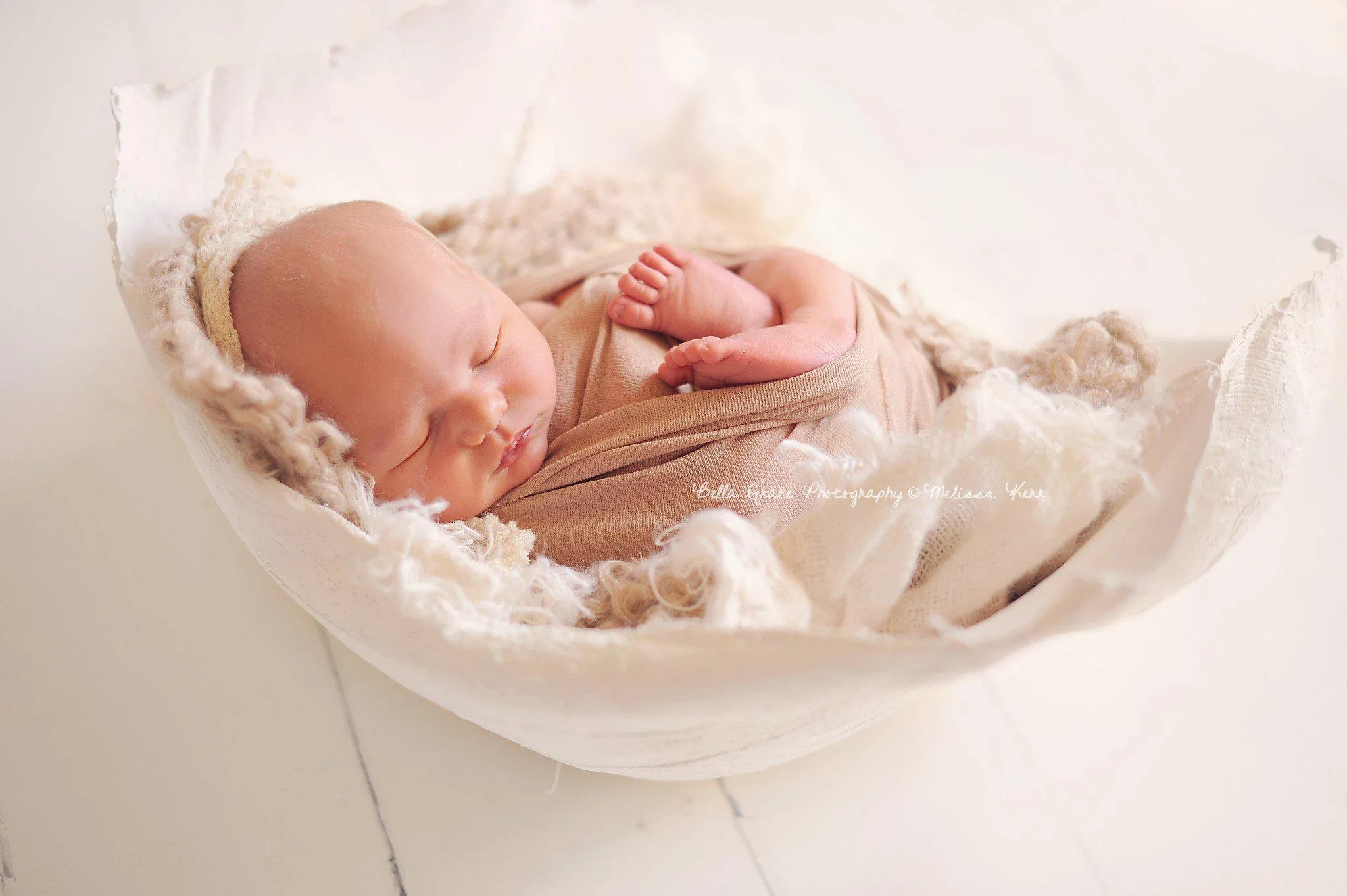 Beige Fabric Stretch Knit Newborn Baby Wrap