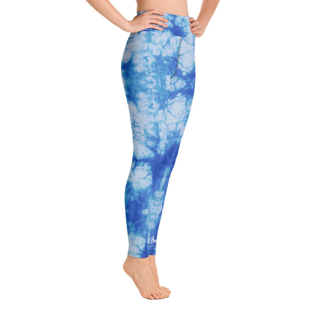 Blue Tie Dye Yoga Leggings