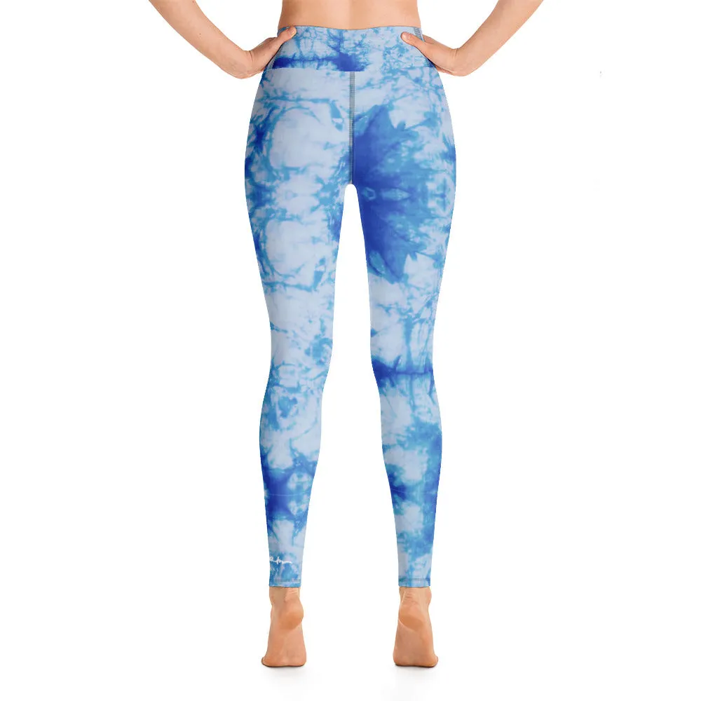 Blue Tie Dye Yoga Leggings