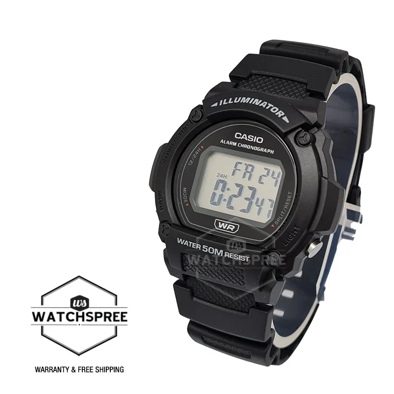 Casio Men's Digital Black Resin Band Watch W219H-1A W-219H-1A