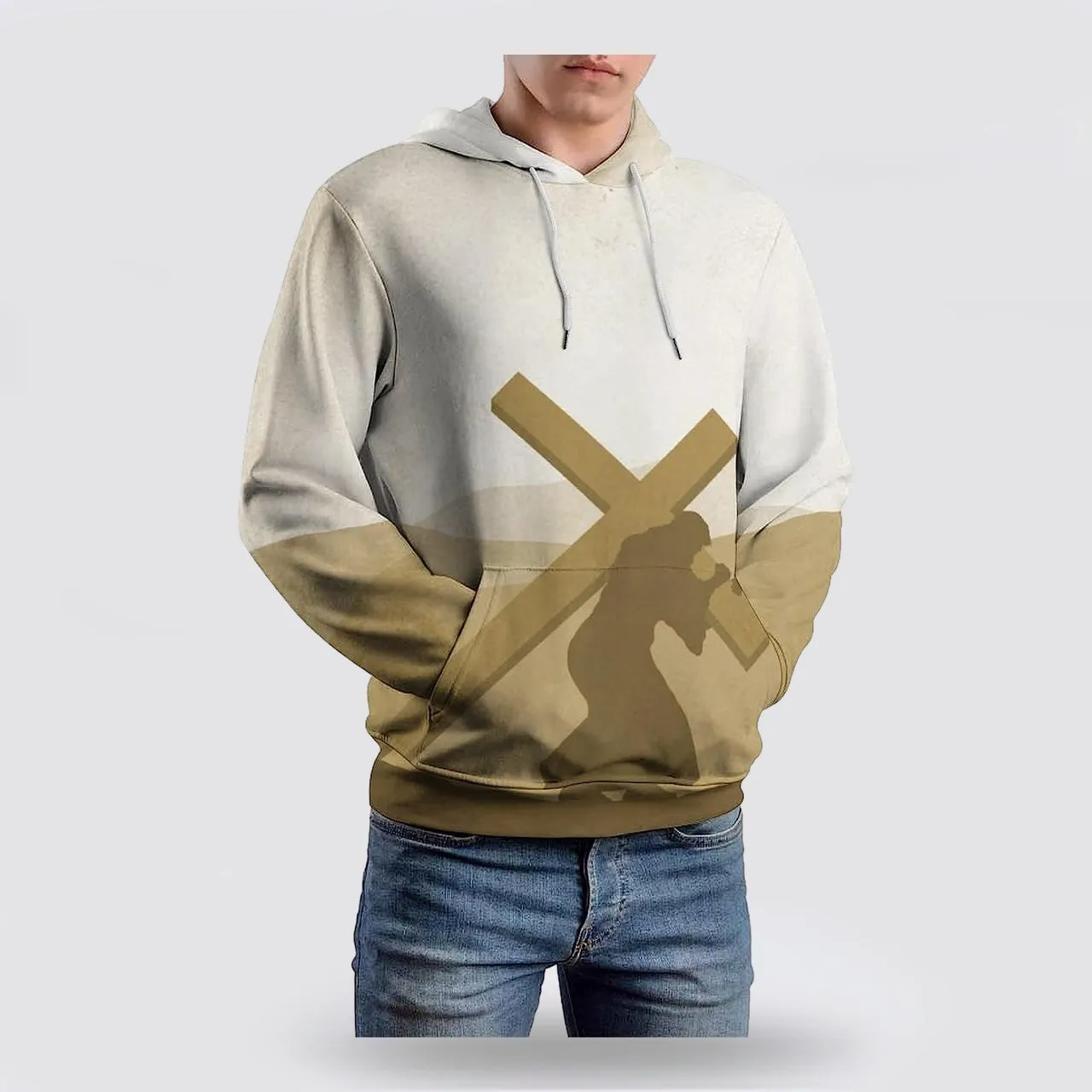 Christ Carrying The Cross 3d Hoodies For Women Men - Christian Apparel Hoodies