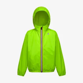 Claude - Kids Packable Full Zip Rain Jacket in Green Fluo