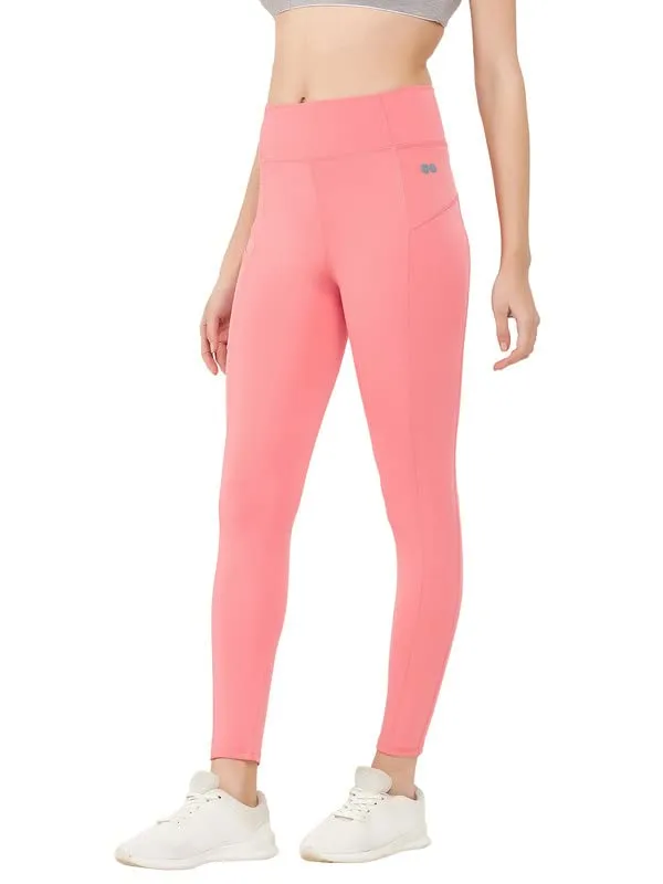 Clovia Women's Snug Fit High-Rise Active Tights (AB0100P22_Pink_L)