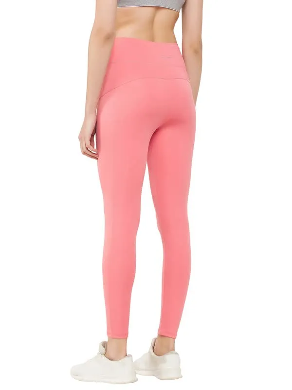 Clovia Women's Snug Fit High-Rise Active Tights (AB0100P22_Pink_L)