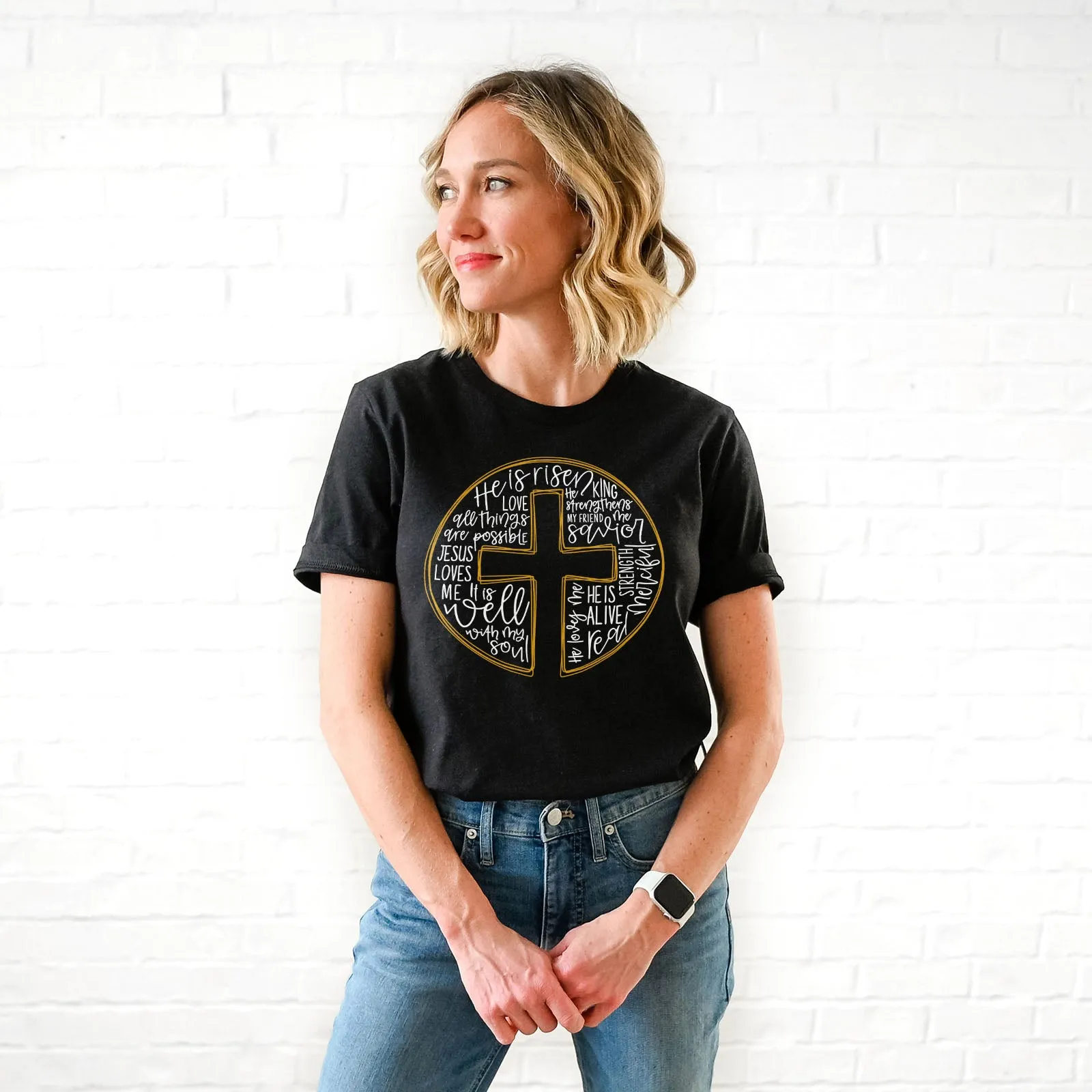 Cross Circle Sublimation Tee Shirts For Women - Christian Shirts for Women - Religious Tee Shirts