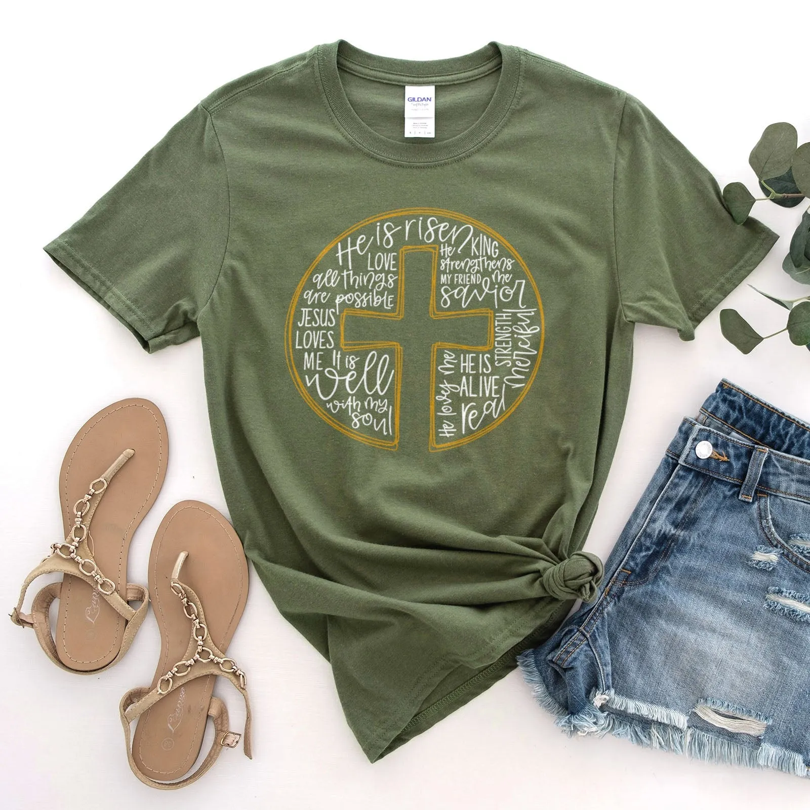 Cross Circle Sublimation Tee Shirts For Women - Christian Shirts for Women - Religious Tee Shirts