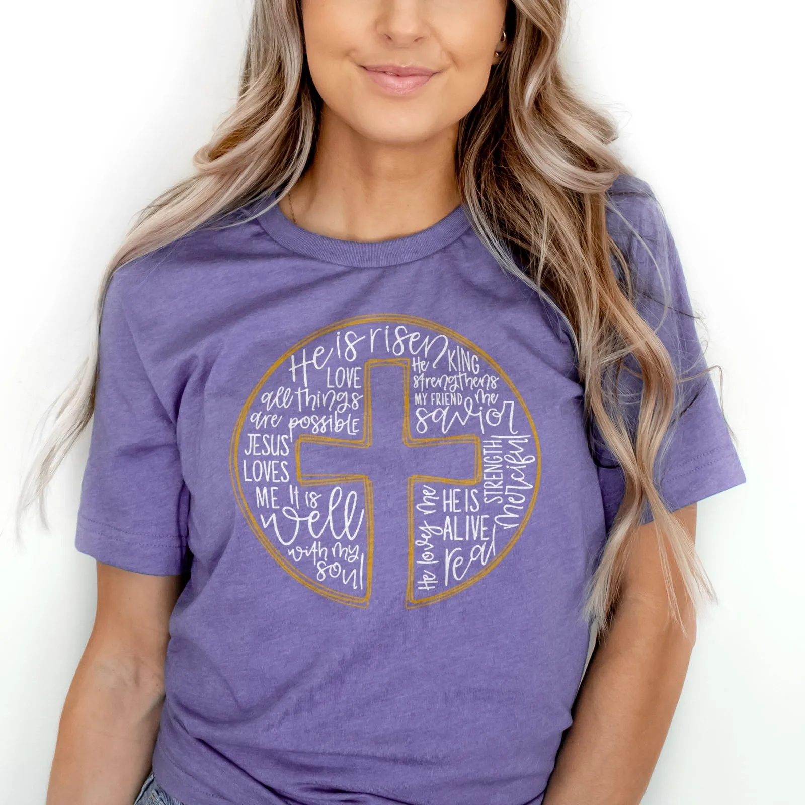 Cross Circle Sublimation Tee Shirts For Women - Christian Shirts for Women - Religious Tee Shirts