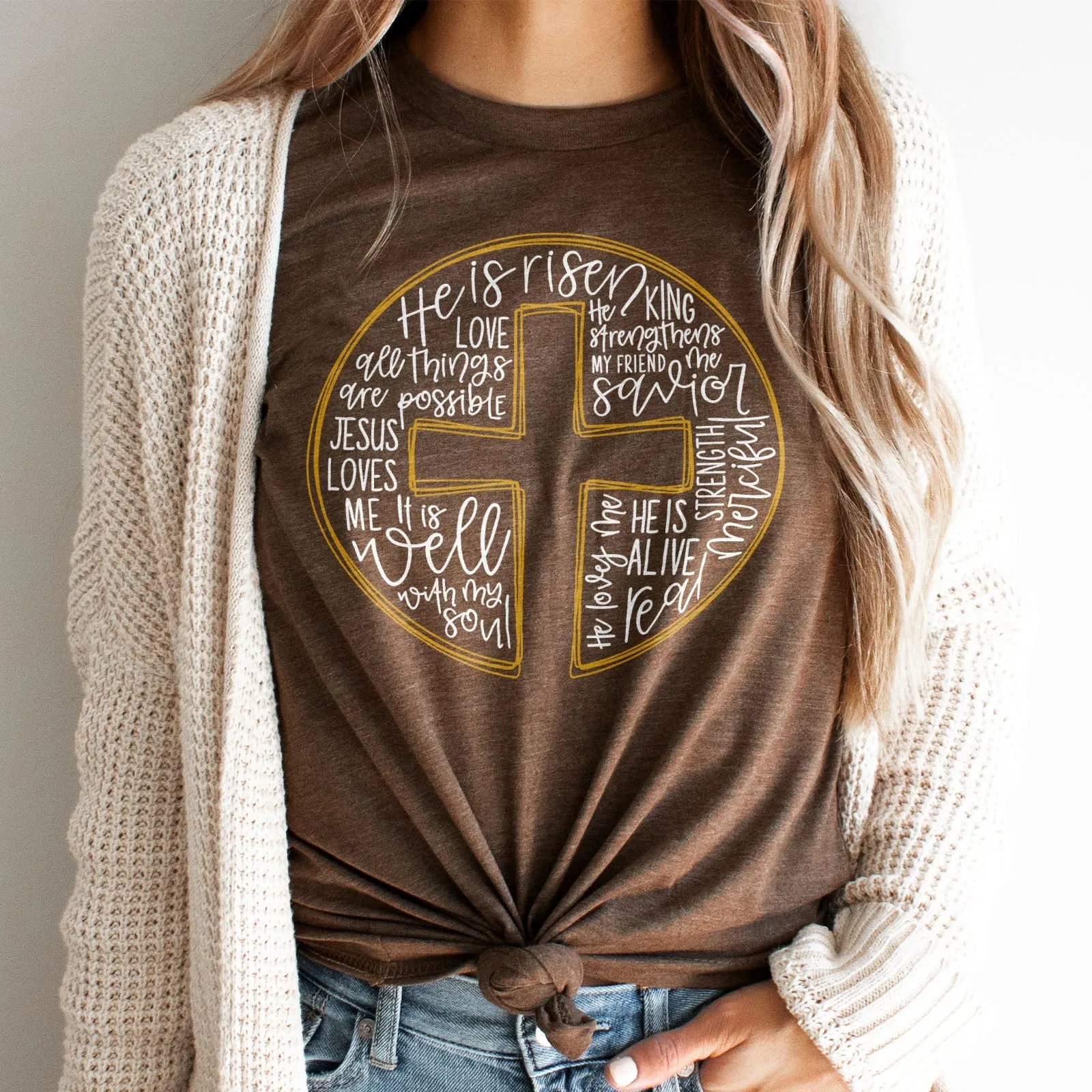 Cross Circle Sublimation Tee Shirts For Women - Christian Shirts for Women - Religious Tee Shirts