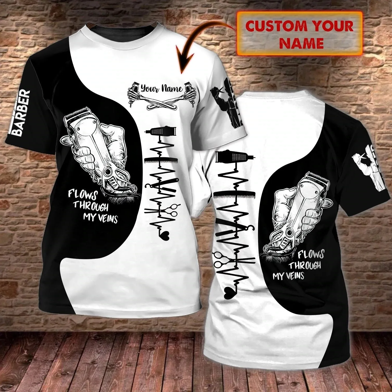 Custom Name 3D All Over Printed T Shirt For Barber Man, Christmas Gift For Barber Man, Barber Shirts For Him