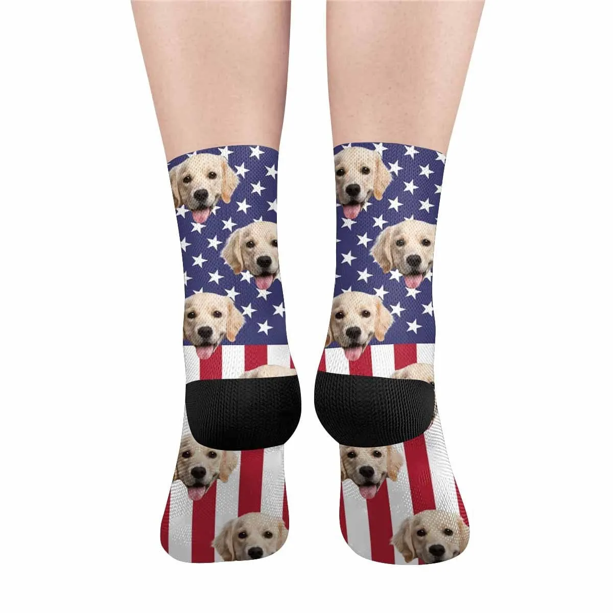 Custom Pet Face Stars Stripes Socks