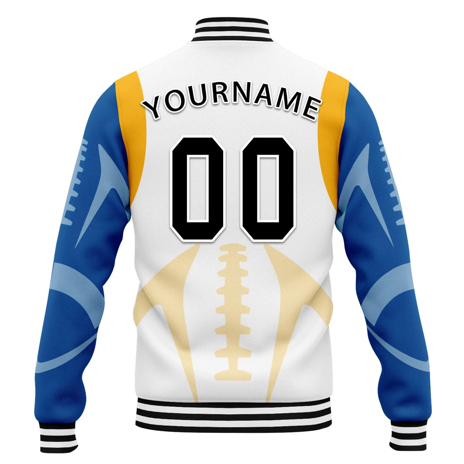 Custom White Pittsburgh Jacket Bomber Full-Snap Varsity Letterman Personalized Jacket FZ005-D025004-31