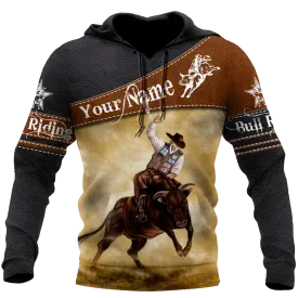 Customize Name Bull Riding Unisex Hoodie Cowboy Hoodies For Men Women, Cowboy Riding Hoodies