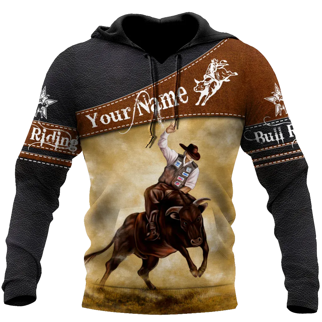 Customize Name Bull Riding Unisex Hoodie Cowboy Hoodies For Men Women, Cowboy Riding Hoodies