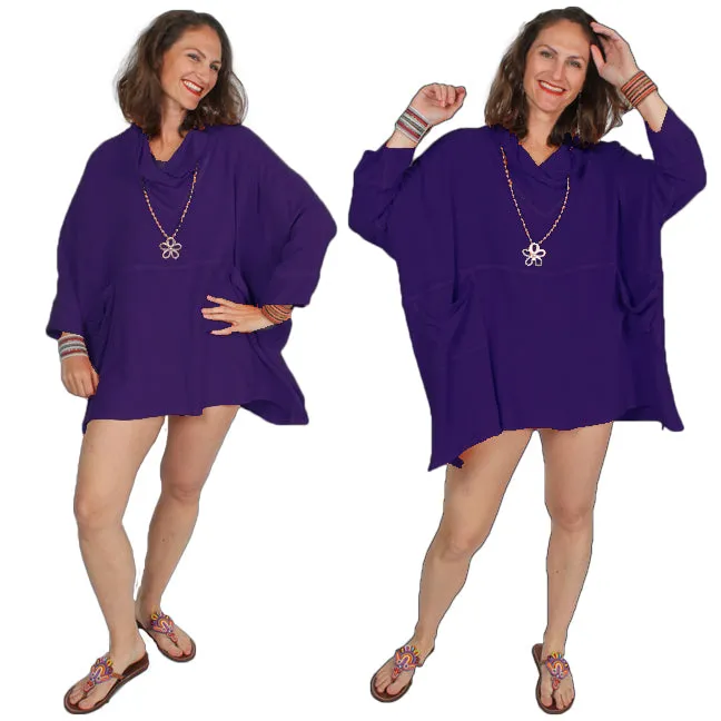 Dairi Fashions Nobi Cowl Pocket Tunic Top Cowl Plus Boho Sml-7x