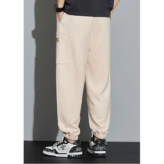 Drawstring Tapered Bellows Pocket Suede Versatile Sweatpant