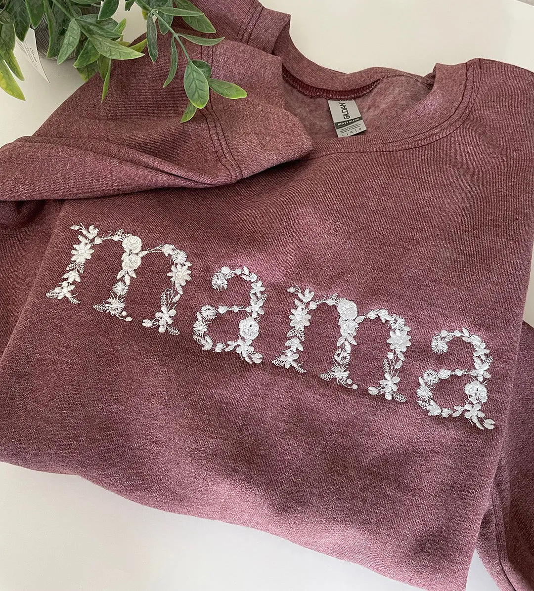 Embroidered Mama Sweatshirt, Mama Est Sweatshirt, Mothers Day Gift, Cool Mom, First Mothers Day Gift, Personalized Gift, Mom Life Shirt, New Mom Gift