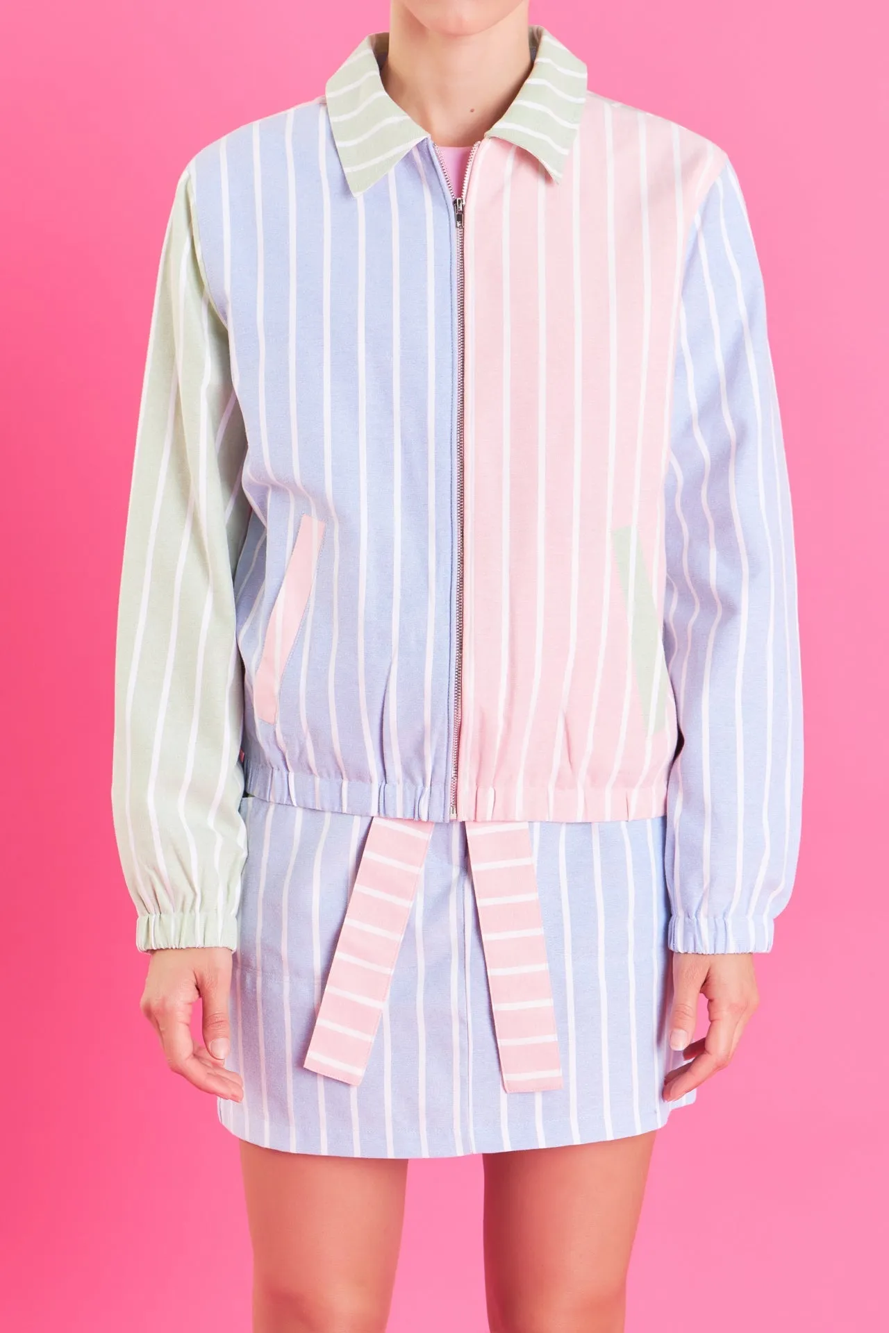 English Factory - Stripe Color Block Jacket