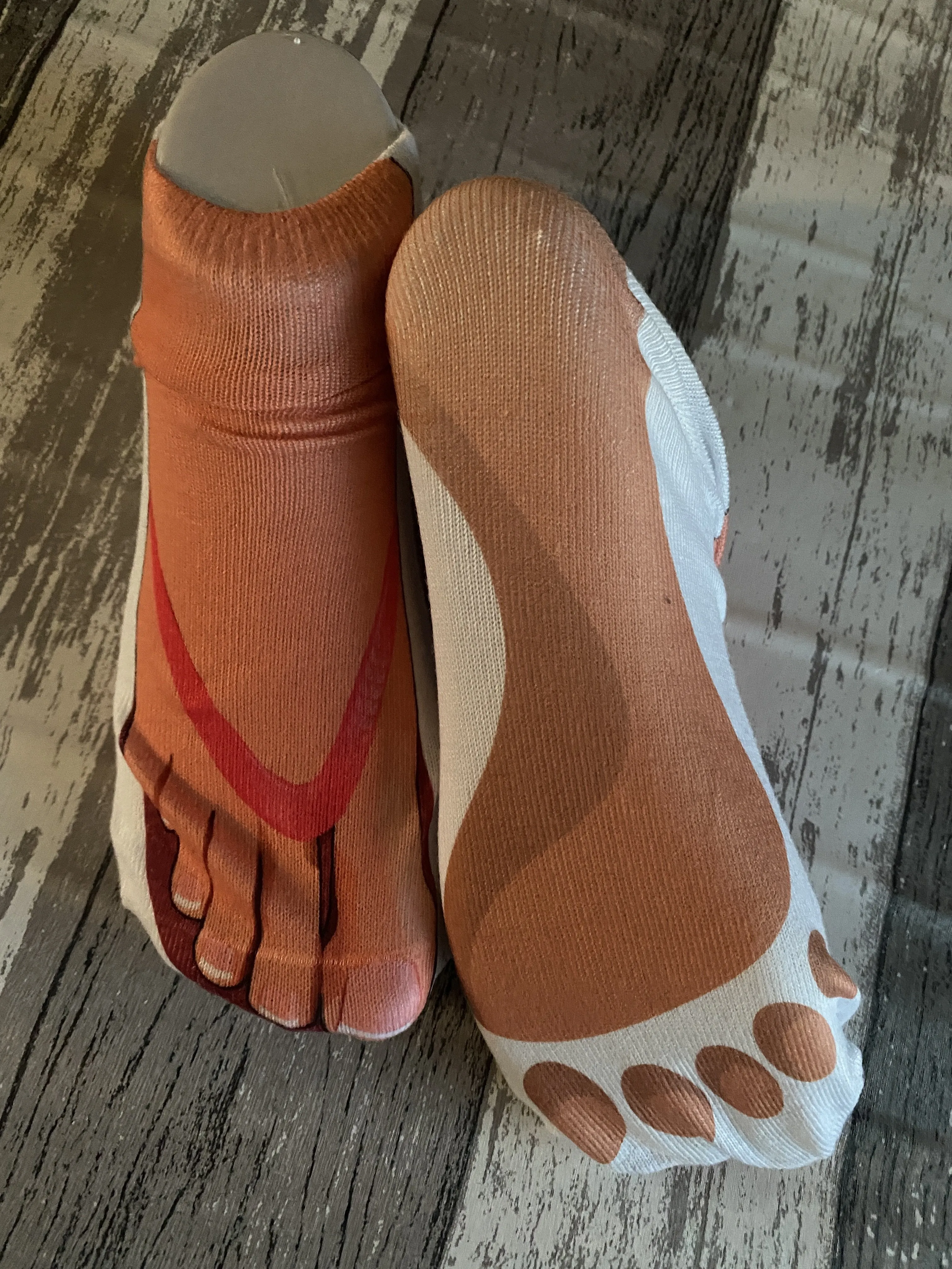 Faux flip flop feet ankle socks