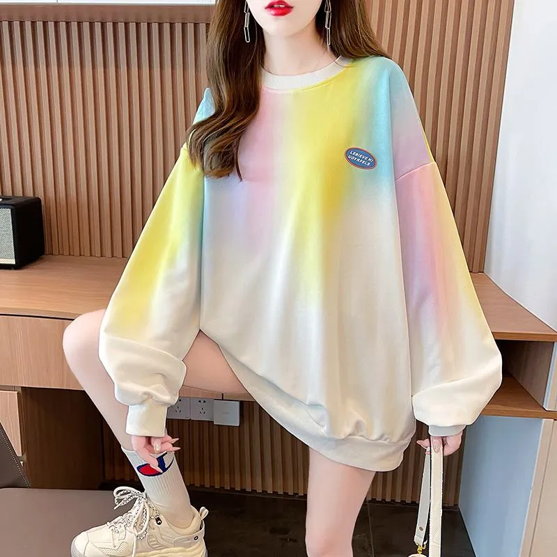 Fiber Twill Gradient Color Tie-Dye Round Neck Sweatshirt