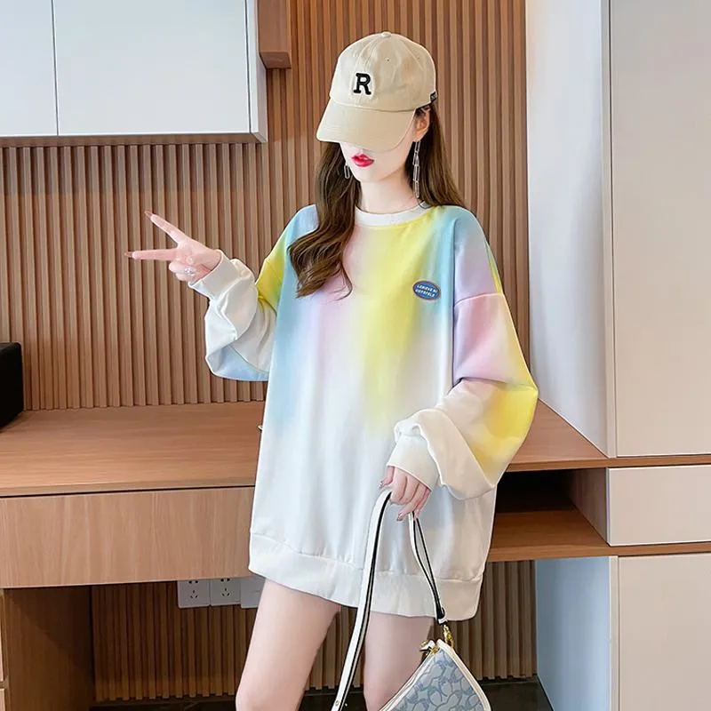 Fiber Twill Gradient Color Tie-Dye Round Neck Sweatshirt