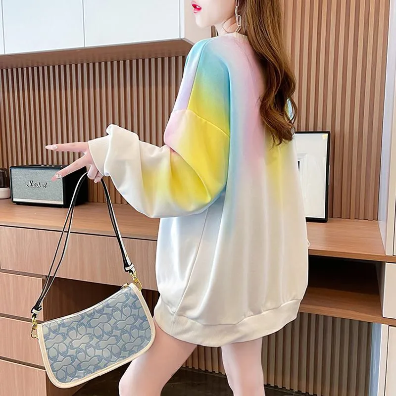 Fiber Twill Gradient Color Tie-Dye Round Neck Sweatshirt