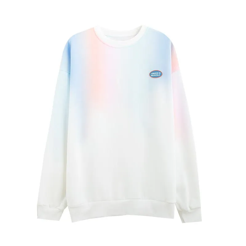 Fiber Twill Gradient Color Tie-Dye Round Neck Sweatshirt