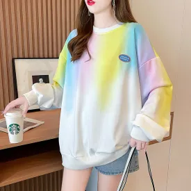 Fiber Twill Gradient Color Tie-Dye Round Neck Sweatshirt