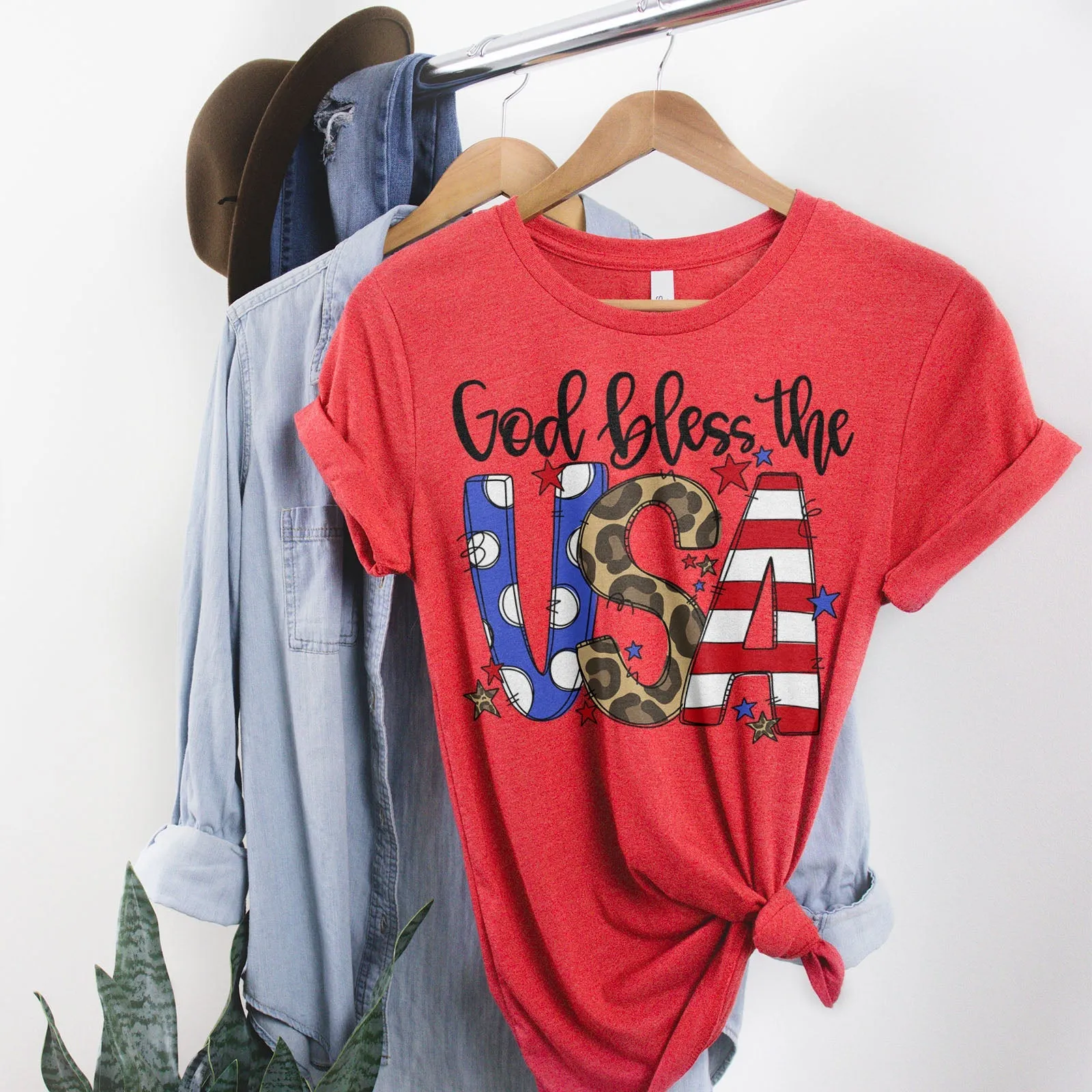 God Bless The USA Tee Shirts For Women - Christian Shirts for Women - Religious Tee Shirts