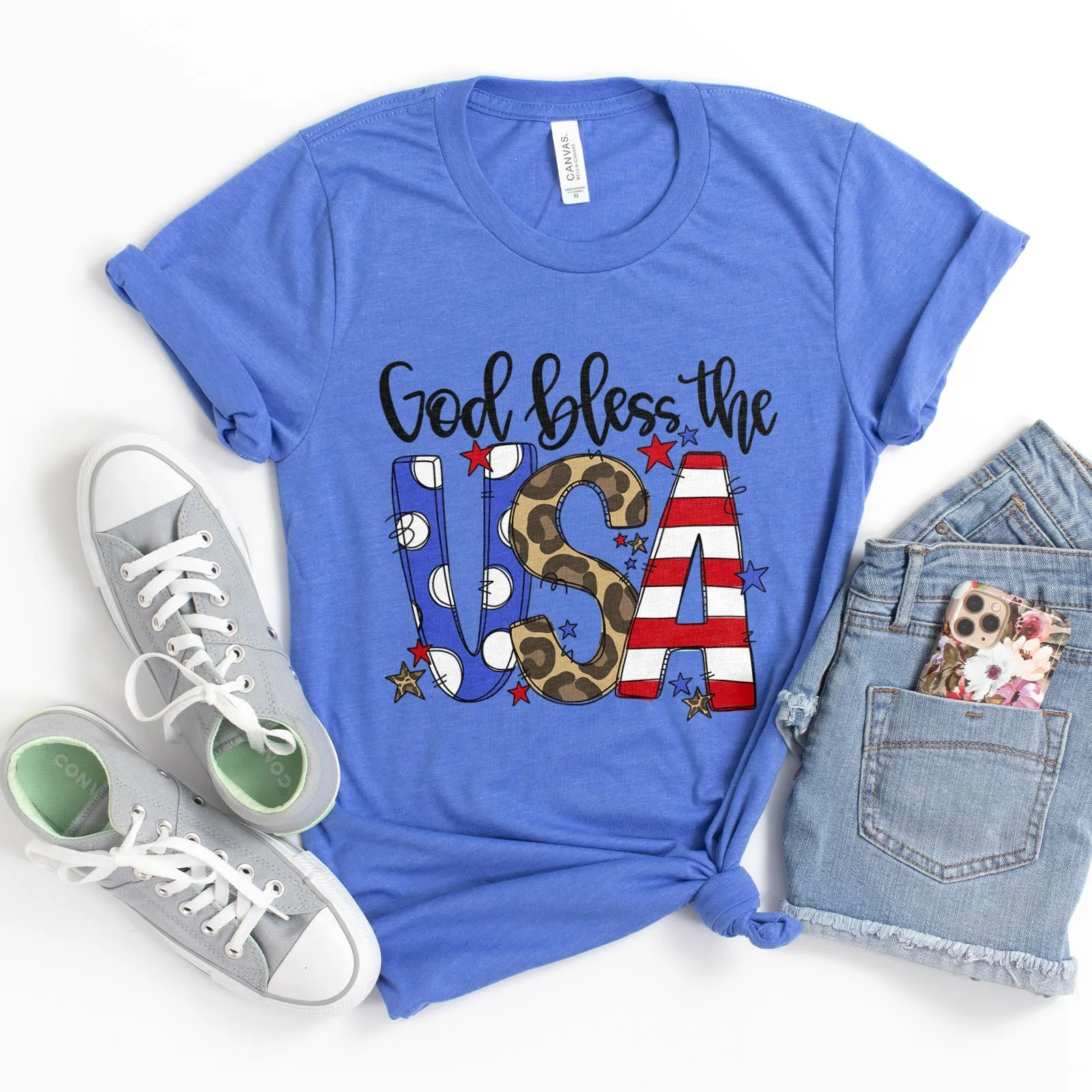 God Bless The USA Tee Shirts For Women - Christian Shirts for Women - Religious Tee Shirts