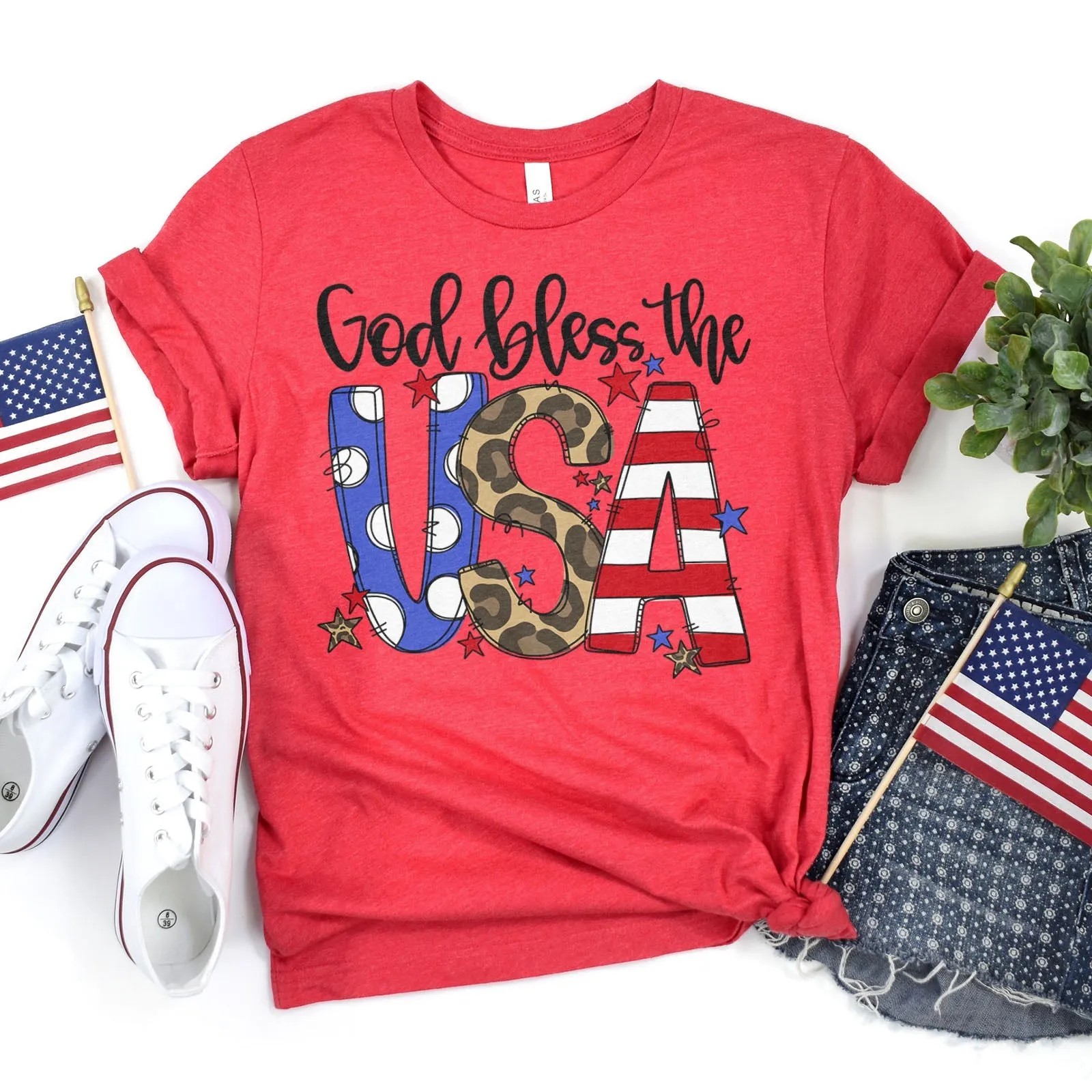 God Bless The USA Tee Shirts For Women - Christian Shirts for Women - Religious Tee Shirts