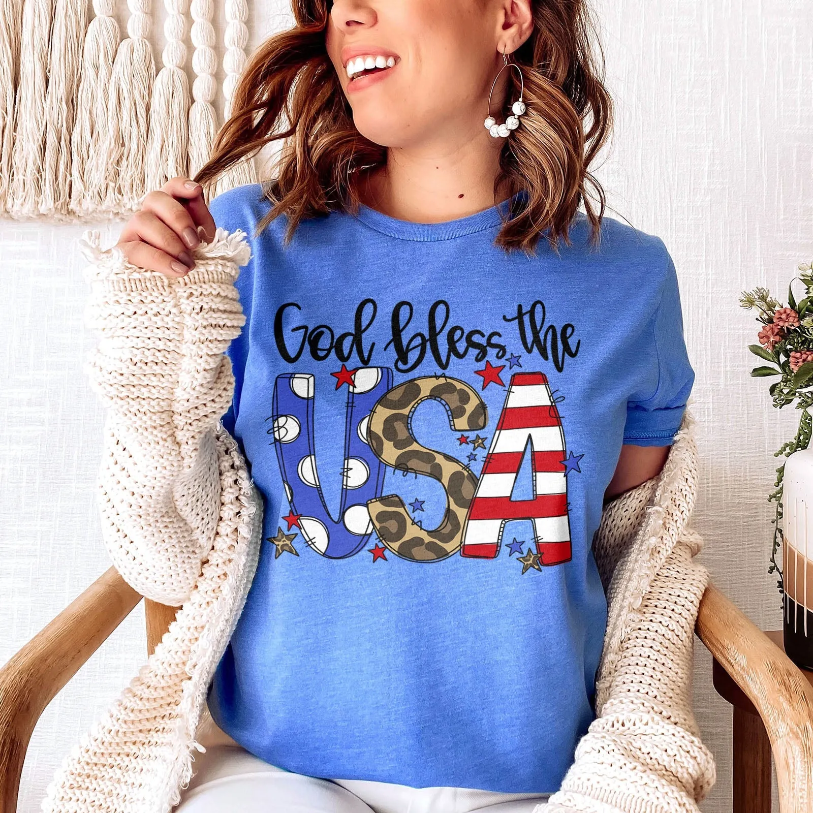 God Bless The USA Tee Shirts For Women - Christian Shirts for Women - Religious Tee Shirts