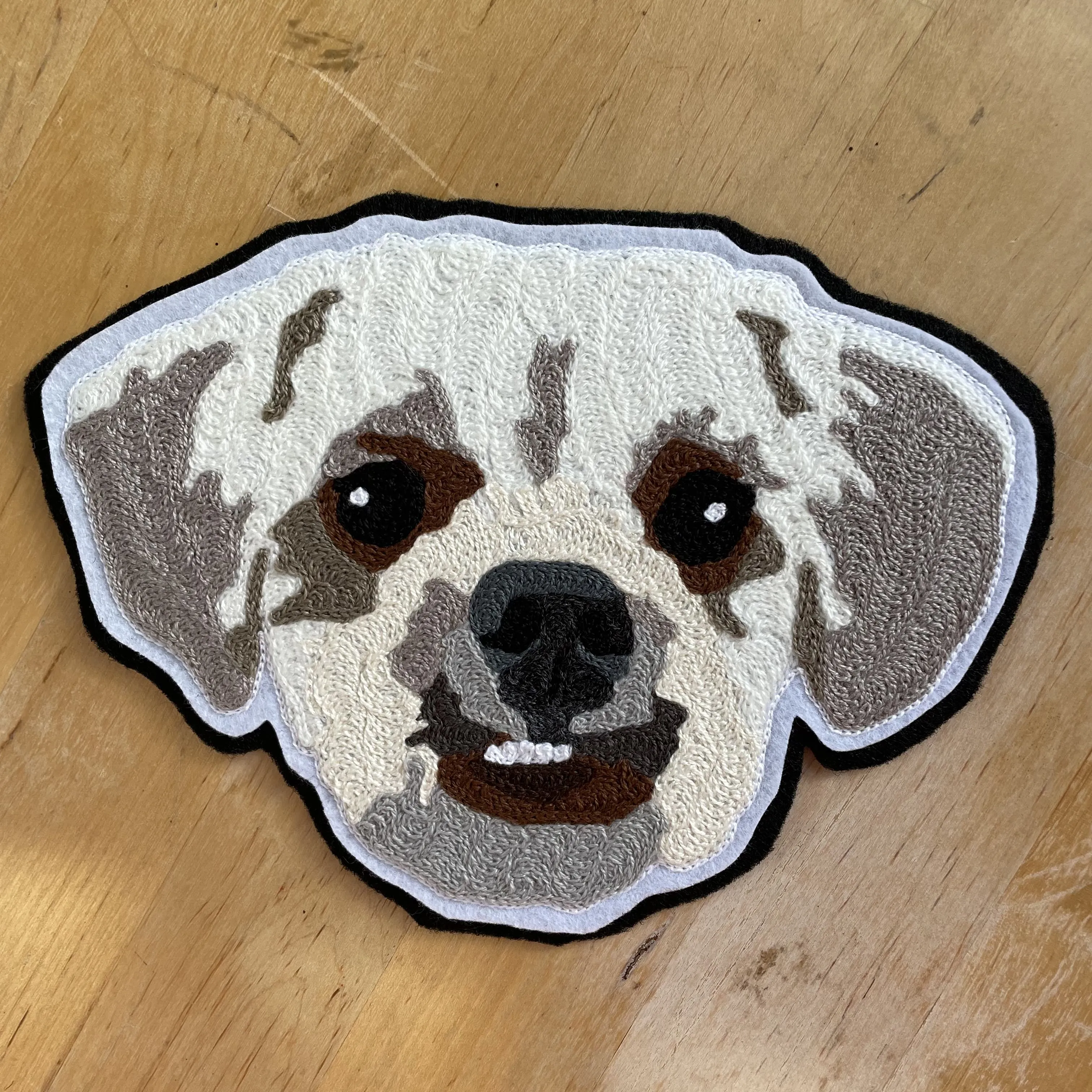 Handmade Handcranked Chainstitch Embroidered Custom Pet Portrait Patch - LARGE