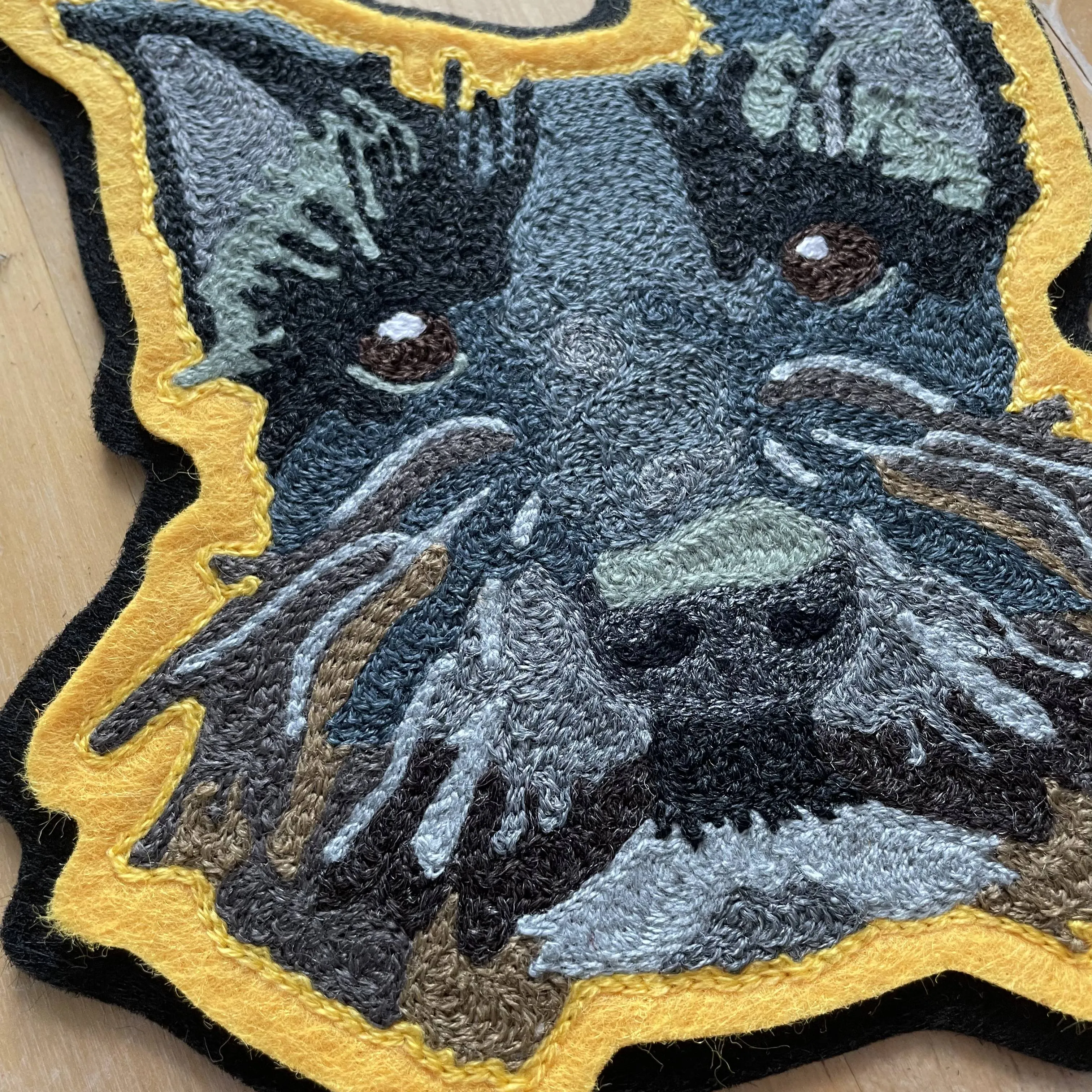 Handmade Handcranked Chainstitch Embroidered Custom Pet Portrait Patch - LARGE