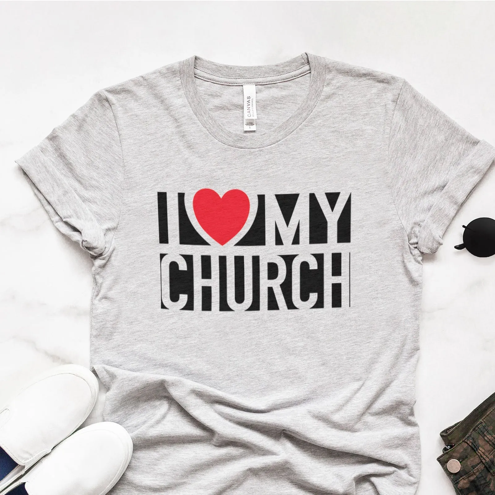 I Love My Church Tee Shirts For Women - Christian Shirts for Women - Religious Tee Shirts