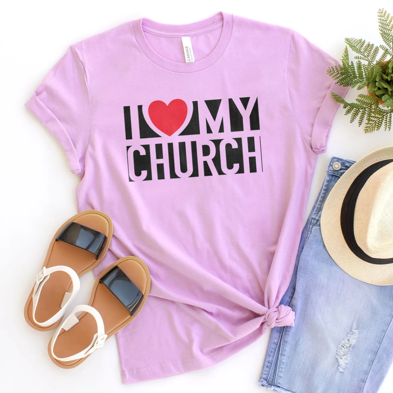 I Love My Church Tee Shirts For Women - Christian Shirts for Women - Religious Tee Shirts