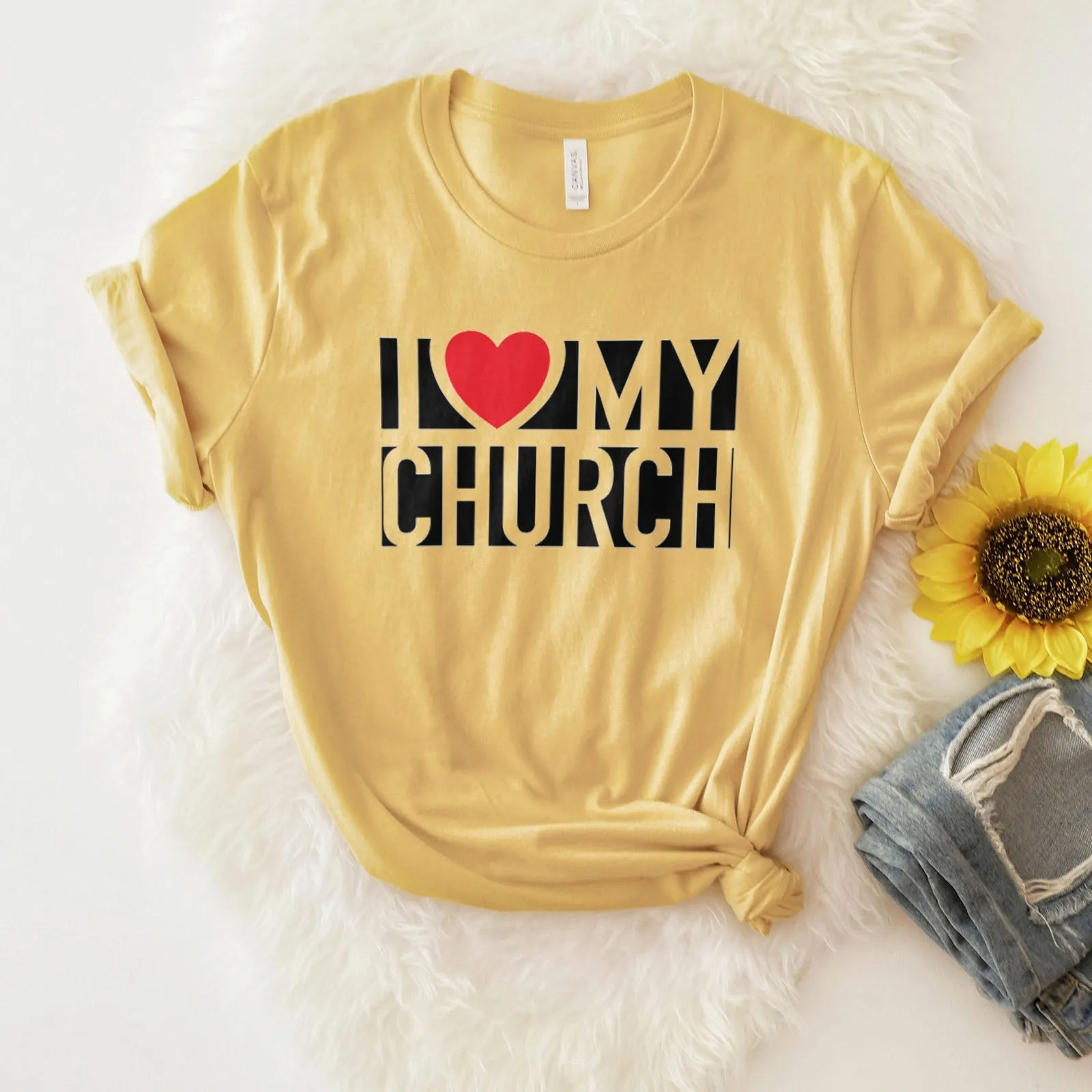 I Love My Church Tee Shirts For Women - Christian Shirts for Women - Religious Tee Shirts