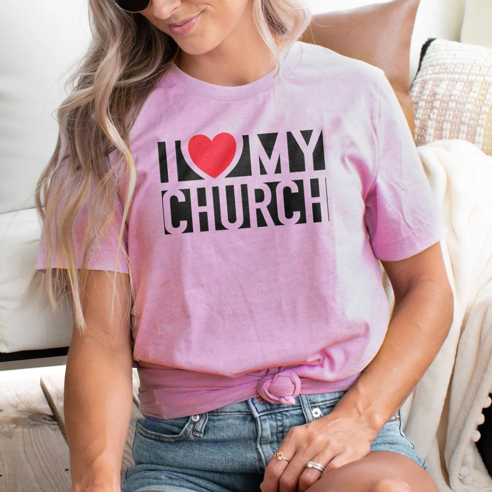 I Love My Church Tee Shirts For Women - Christian Shirts for Women - Religious Tee Shirts