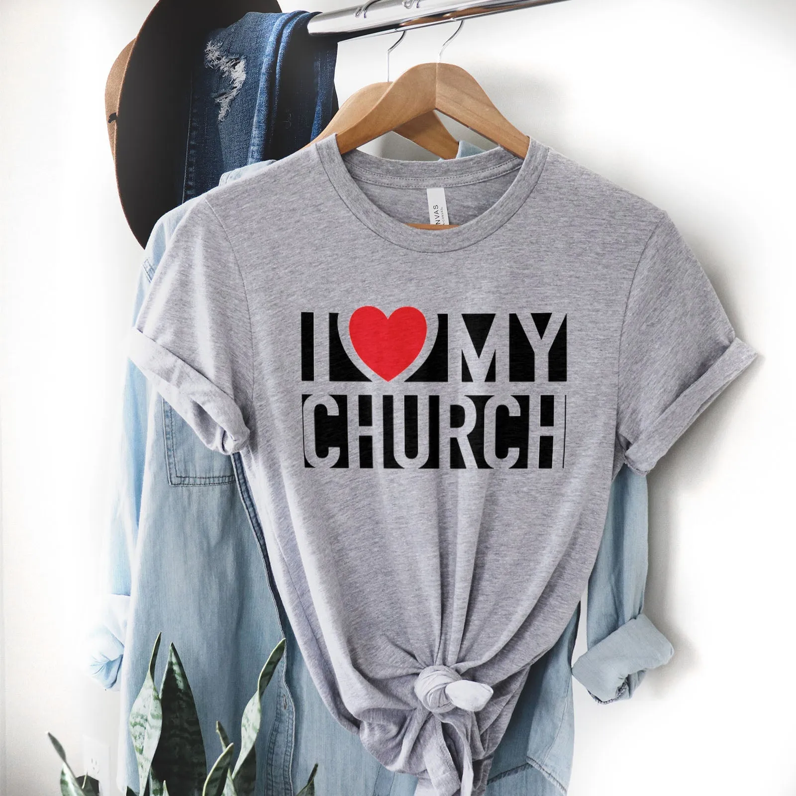 I Love My Church Tee Shirts For Women - Christian Shirts for Women - Religious Tee Shirts