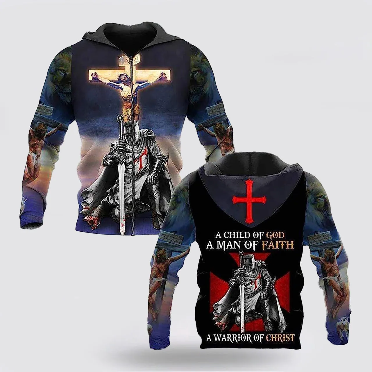 Jesus Knight Templar Child Of God 3d Hoodies For Women Men - Christian Apparel Hoodies